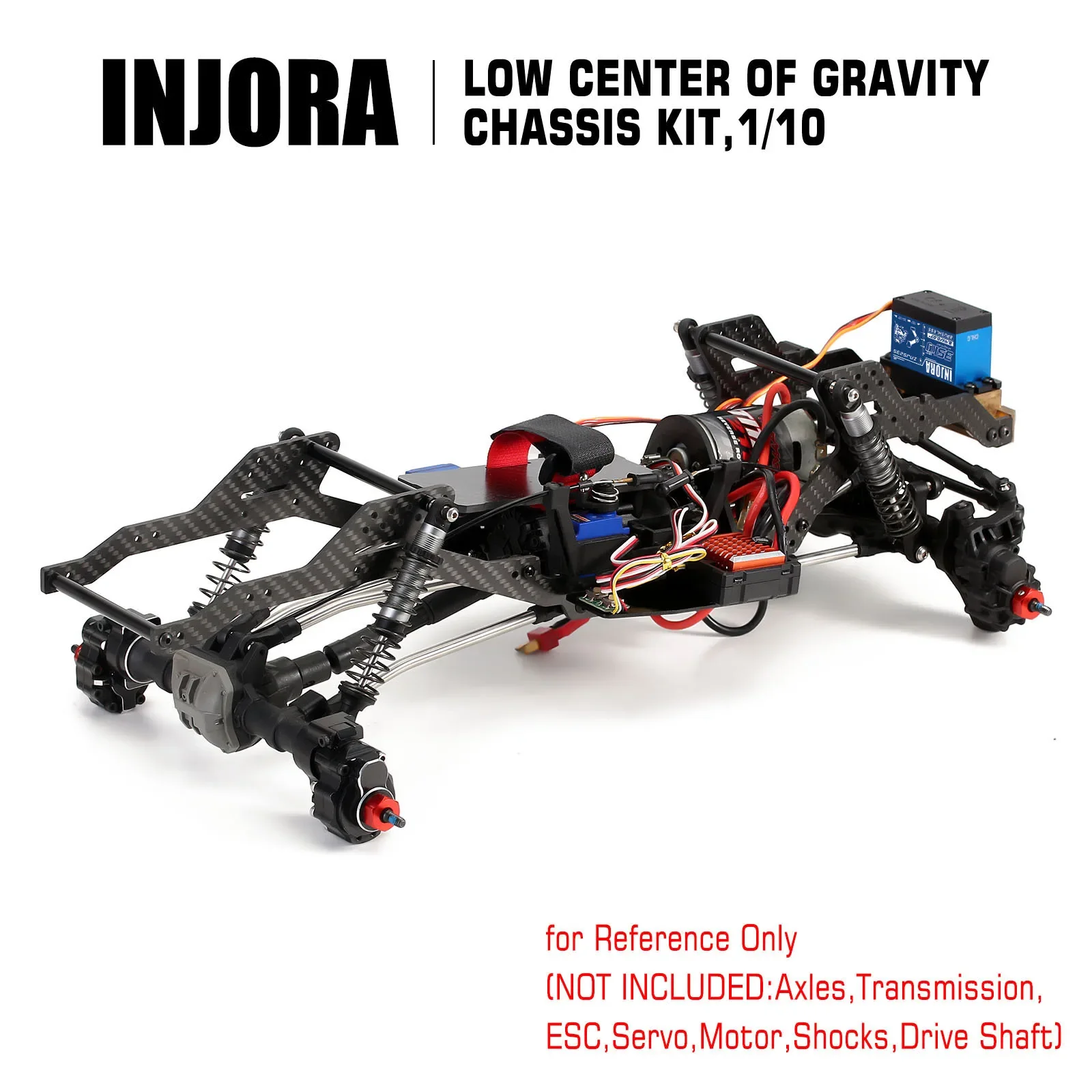 INJORA 313/324mm Wheelbase LCG Carbon Fiber Chassis Kit Frame Girder for 1/10 RC Crawler TRX4 Upgrade Parts