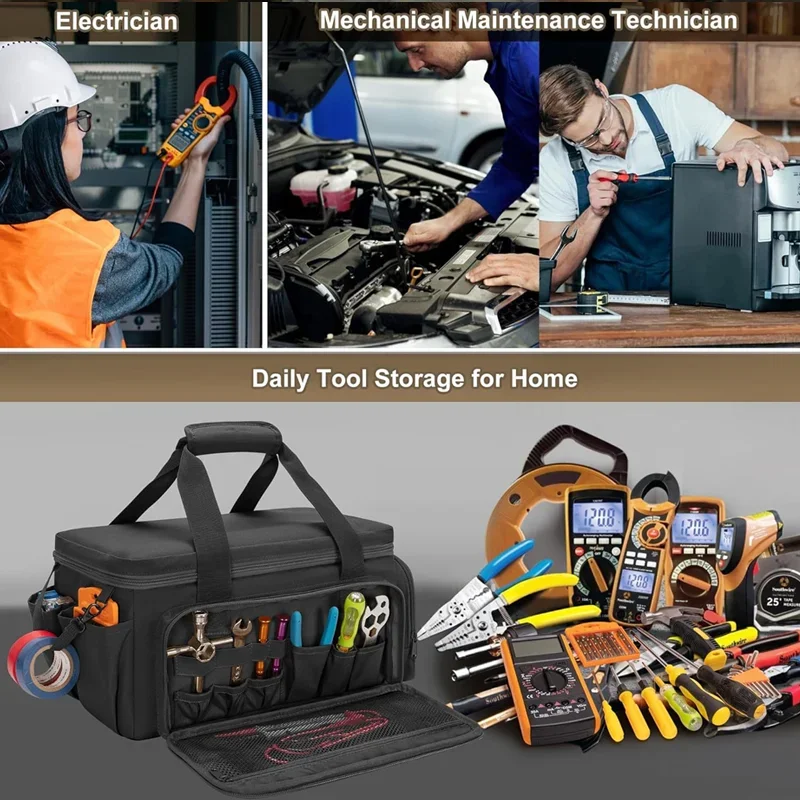 حقيبة تنظيم الأدوات المحمولة متعددة الوظائف حقيبة تخزين الأدوات للرجال المهنية العامل الماهر إصلاح الحمل اليومي
