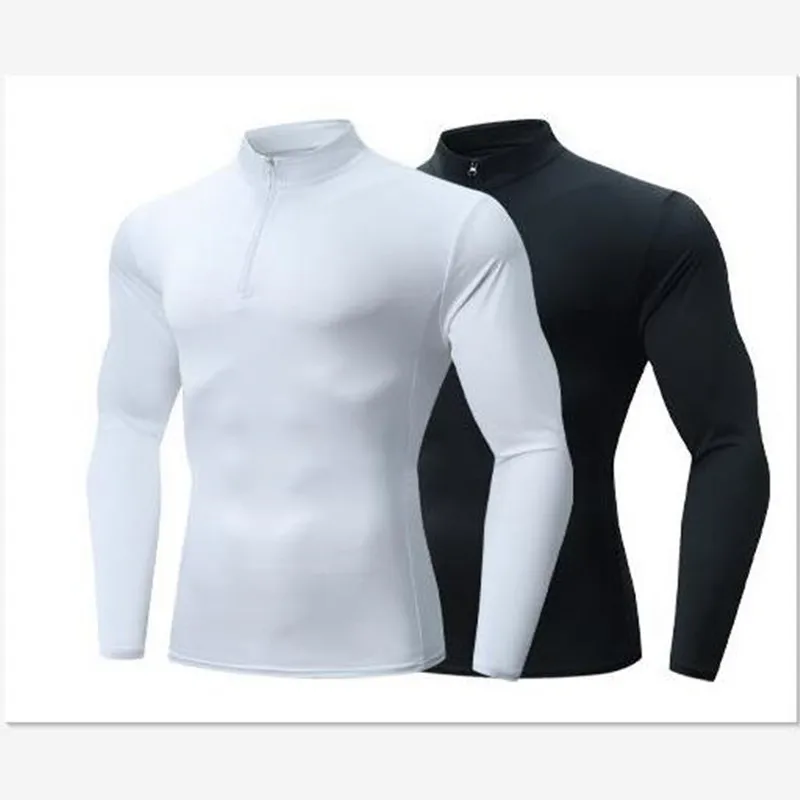 

Fashion T Shirt Stand-up Collar Long-sleeved Tights Fitness Clothes Men's T-shirts Spring Running Tops TEES Fitness Jacket