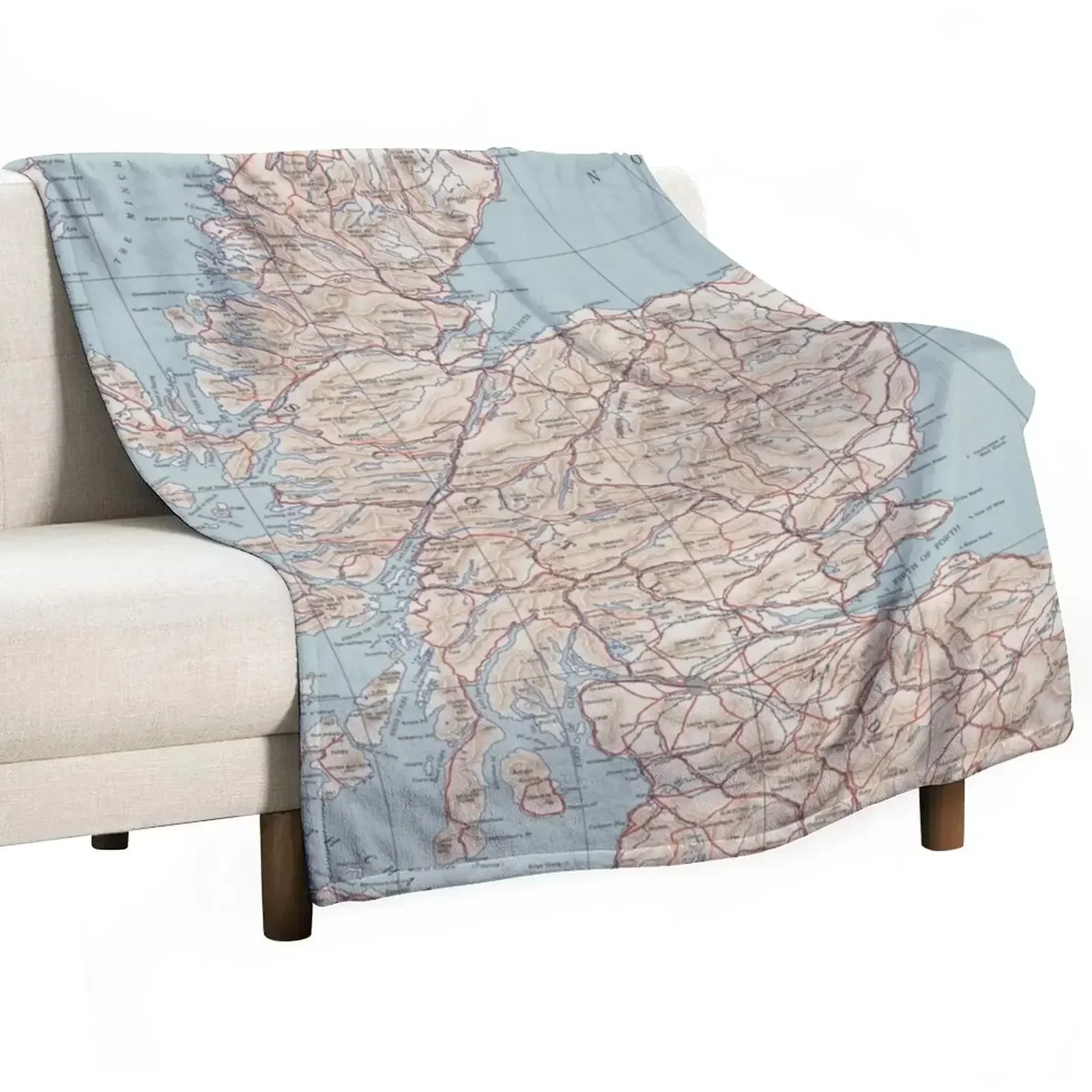 Vintage Map of Scotland (1943) Throw Blanket heavy to sleep Comforter Thins Flannel Fabric Summer Beddings Furrys Blankets