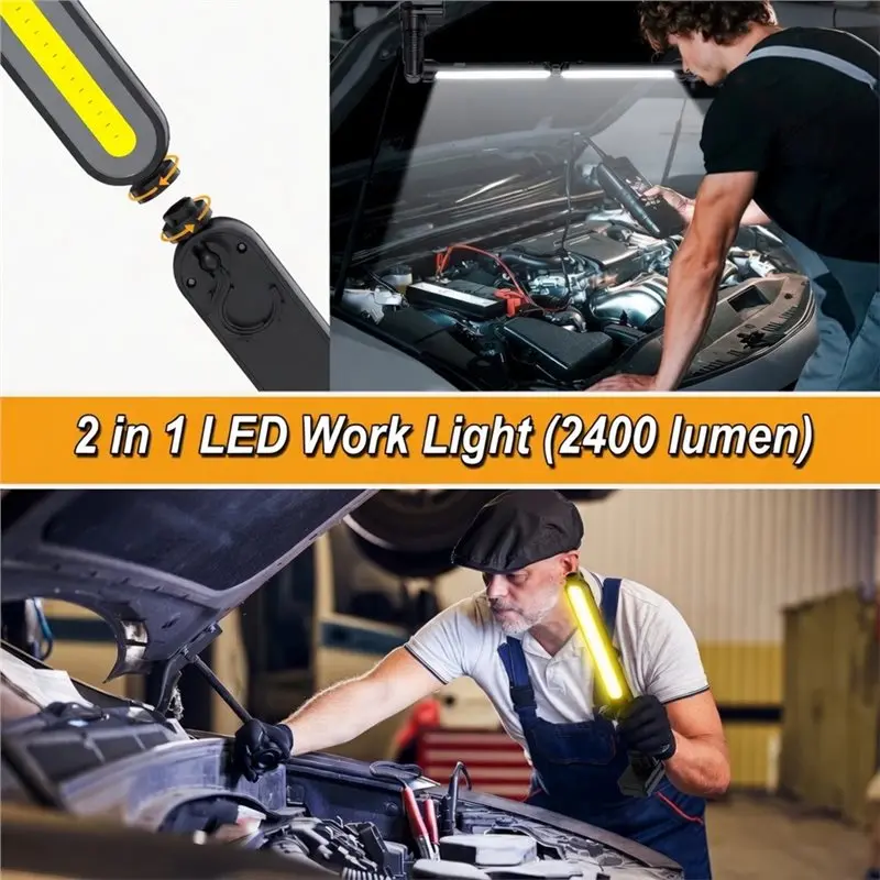 ABJI-Workshop And For Garage Rechargeable LED Work Light Set With Magnetic Base- 3 Lighting Modes Included
