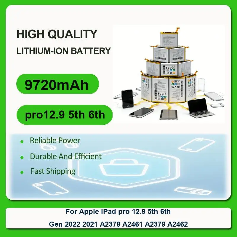 Replacement Tablet Battery For Apple iPad pro 12.9 5th 6th Gen 2022 2021 A2378 A2461 A2379 A2462 pro12.9 5th 6th 9720mAh