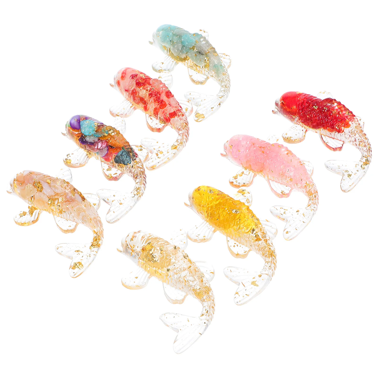 8 قطع ديكور سمكة ذهبية كريستالية: زخرفة كوي أنيقة للمنزل والمكتب وحوض السمك التذكار الفني تمثال السمك الراتنج الفاخر مع #6