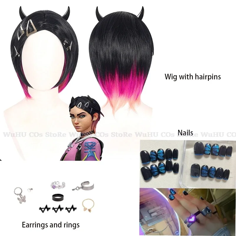 Game Valorant Clove Immortal Cosplay Costume Clove Cosplay Costume Clove Nails Wig Women Combat Uniform Halloween Party Outfit