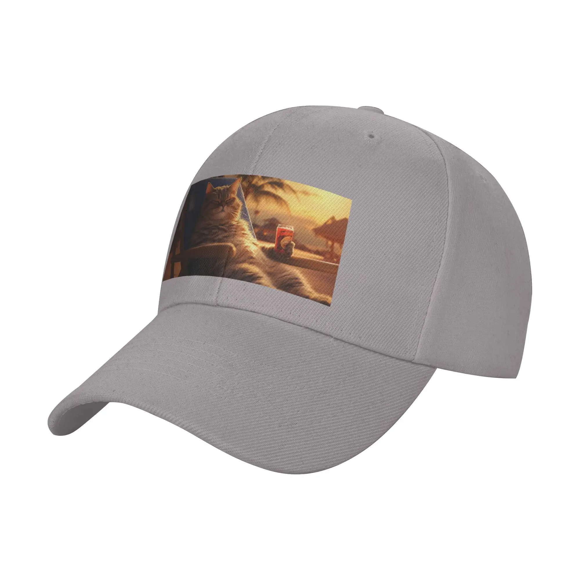 Hot Sale Vacation Vibes - Chilled Cat at Sunset Baseball Cap  Windproof Men's Cap  Skateboarding Men's Cap