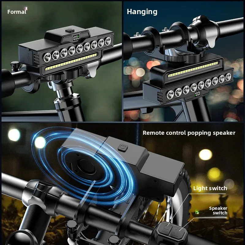 Mountain Bike Night Running Light Waterproof Rechargeable Strong Light Flashlight Night Riding Headlights Super Bright Led Lamp