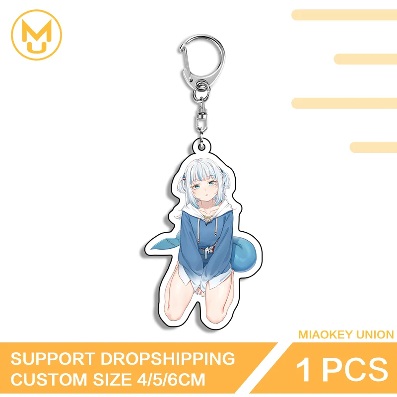 Cute Shark Girl Gawr Gura Vtuber Circle Keyring Premium Innovative Fashion Packbage Decorations Delicate Trendy Accessories