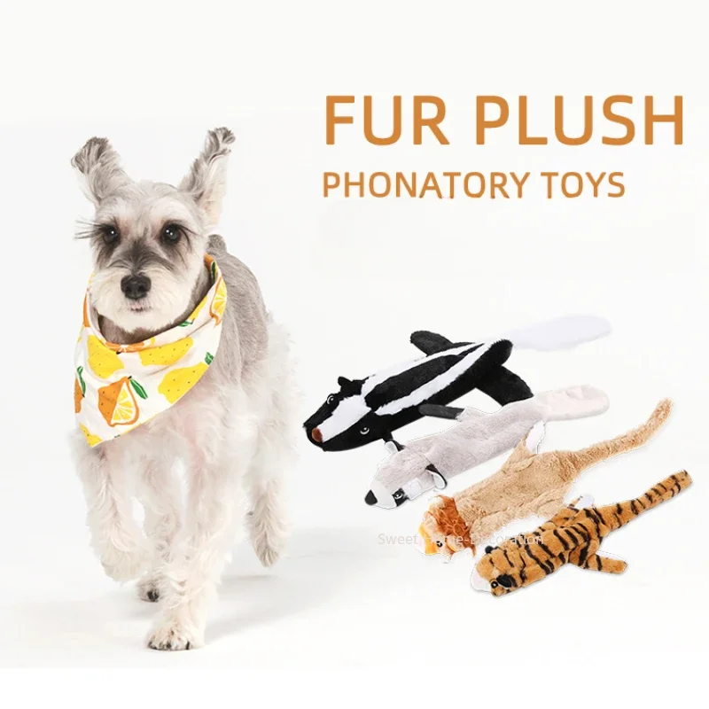 

Dog Plush Toys With Squeaky Simulation Animal Shape No Stuffing Bite Resistant Dogs Pet Durable Funny Chew Cleaning Teeth Toys