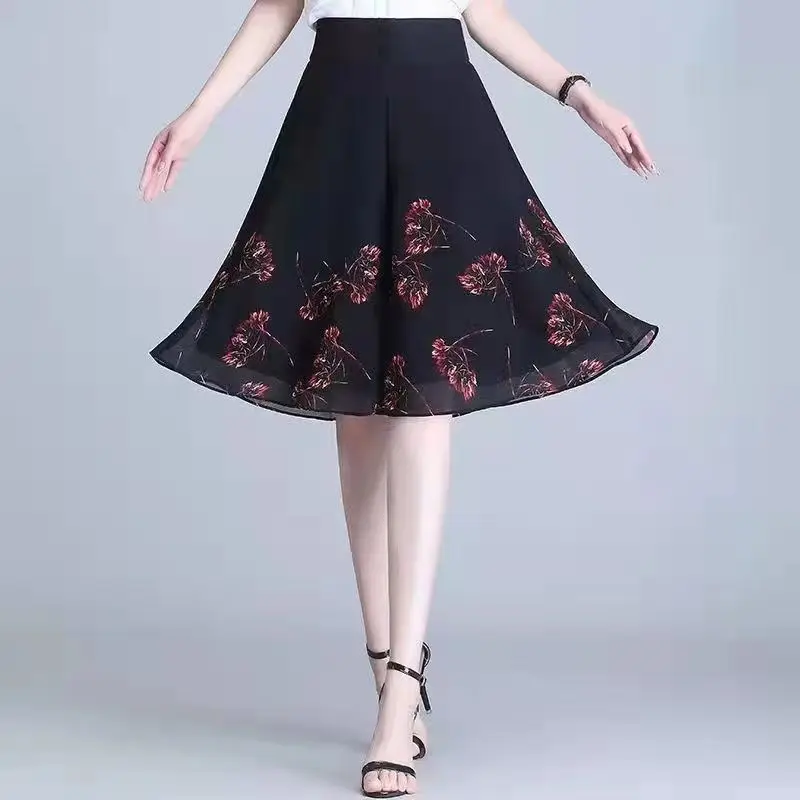 High-Waist Wide-Leg Pants for Middle-Aged Women Summer Simple Solid