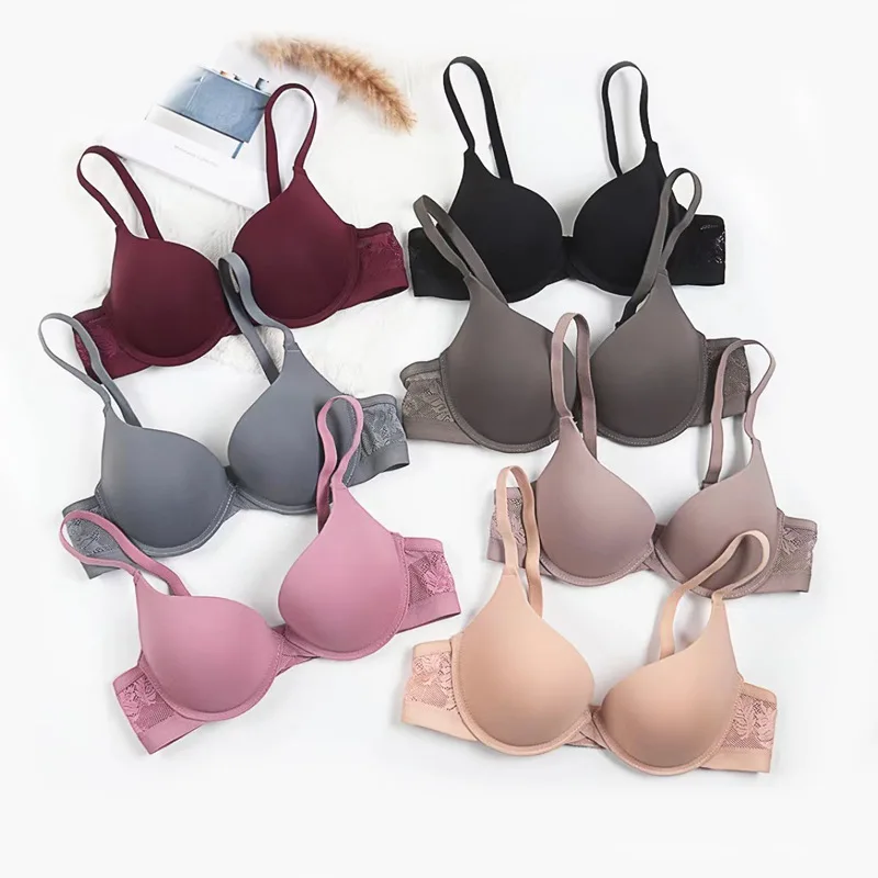 חזיית משטח מבריק ללא שריטה מתכווננת סקסי עמוק לדחוף את נשים נגד תיוג של נשים קל