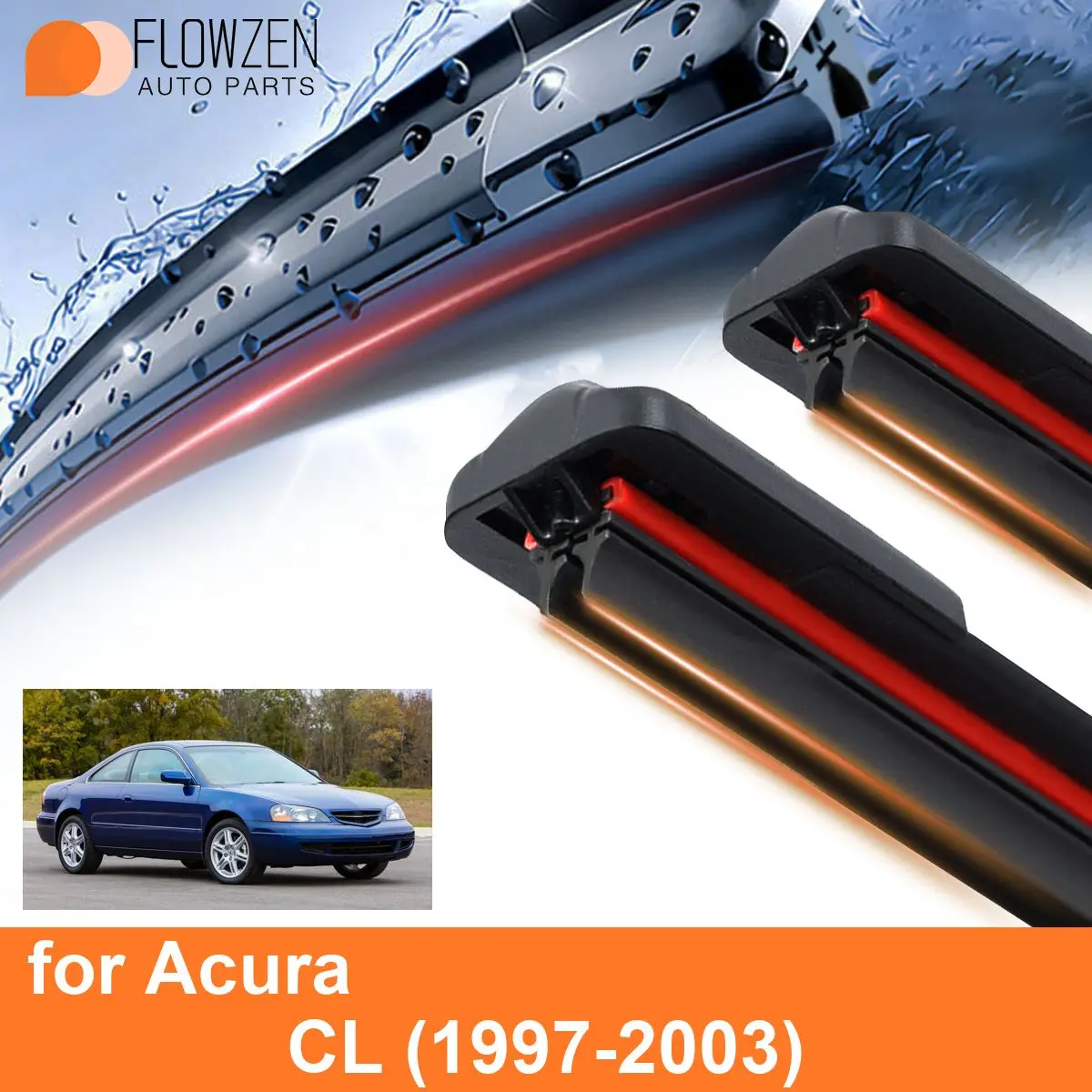 Car Windshield Wiper Blades for Acura CL Double Rubber Frameless Bracketless WipersSoft Accessories 1999 2000 2001 2002 2003