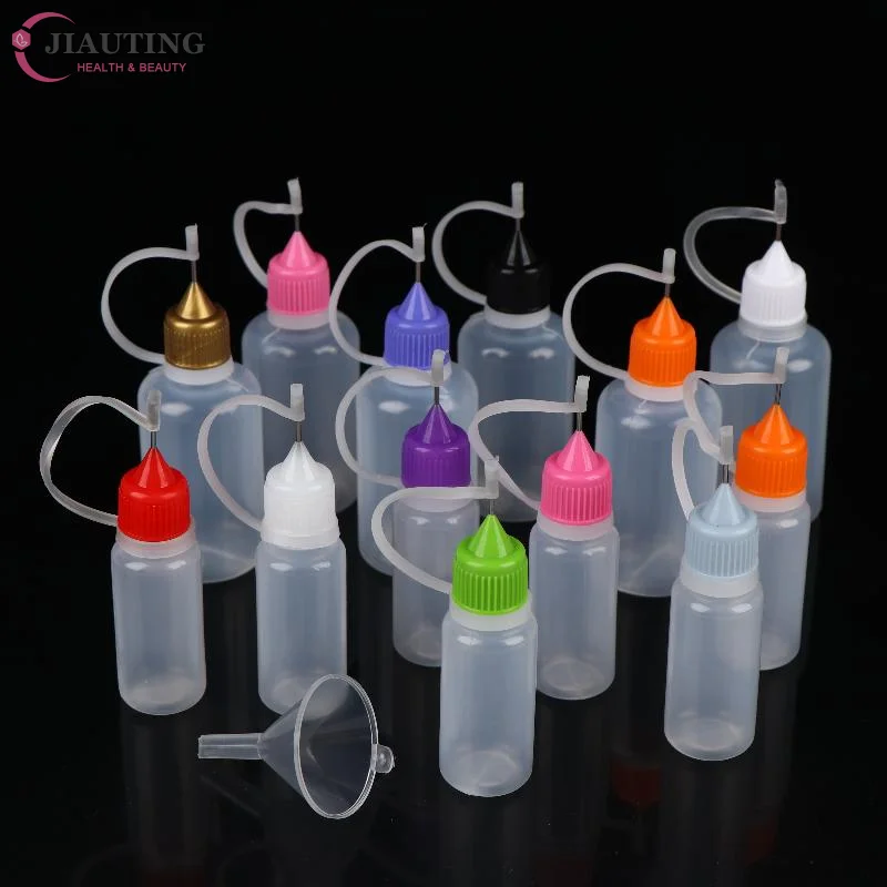 1 ensemble de bouteilles compressibles en plastique transparent réutilisables avec bouchons à pointe aiguille pour la distribution de colle, de sauce ou de liquide artisanal