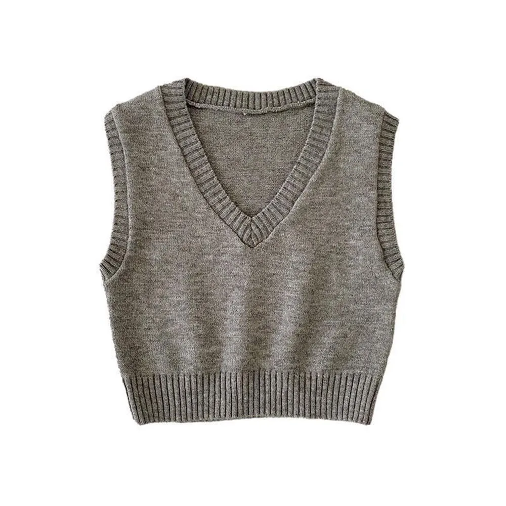 2024 Korean Preppy Style Fashion Ladies Knitwear Autumn Leisure Girls Sweater Vests Women Classic Cropped Pure Slim Basic New