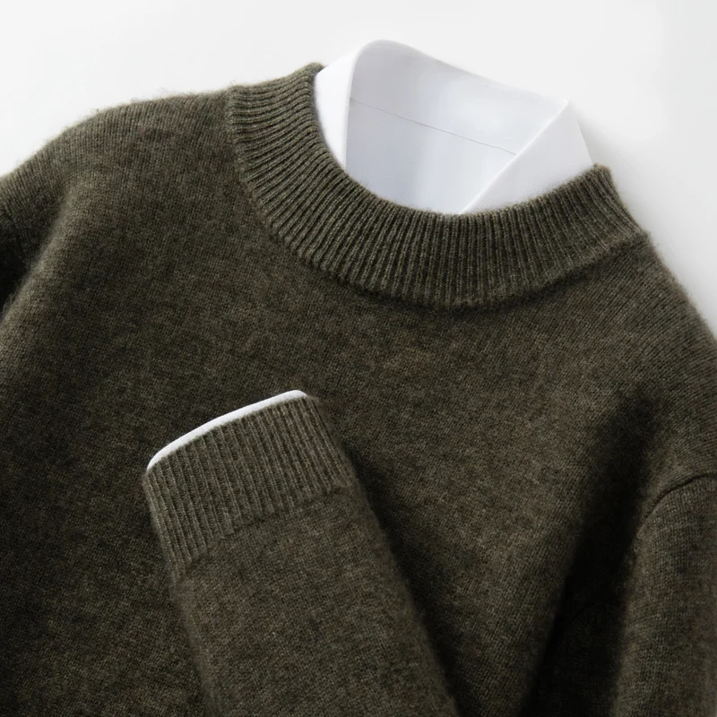 2024 New 100% Cashmere Sweaters Half High Neck Knitted Pullover Winter Men Thickened Jumper Casual Tops High-end Men\'s Sweater