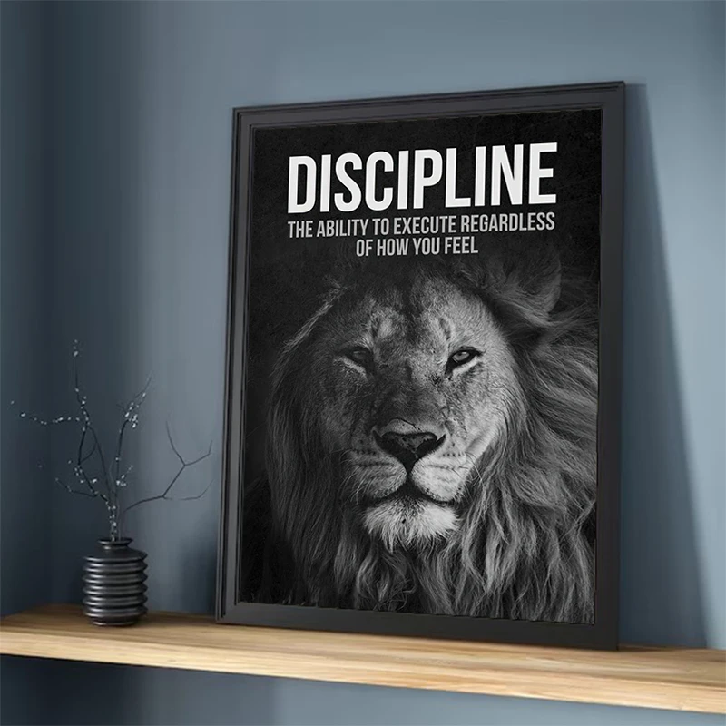 

Motivational Quotes Success Canvas Poster Lion Mindset Is Everything Poster Wall Art Print Painting Office Living Hoom Decor