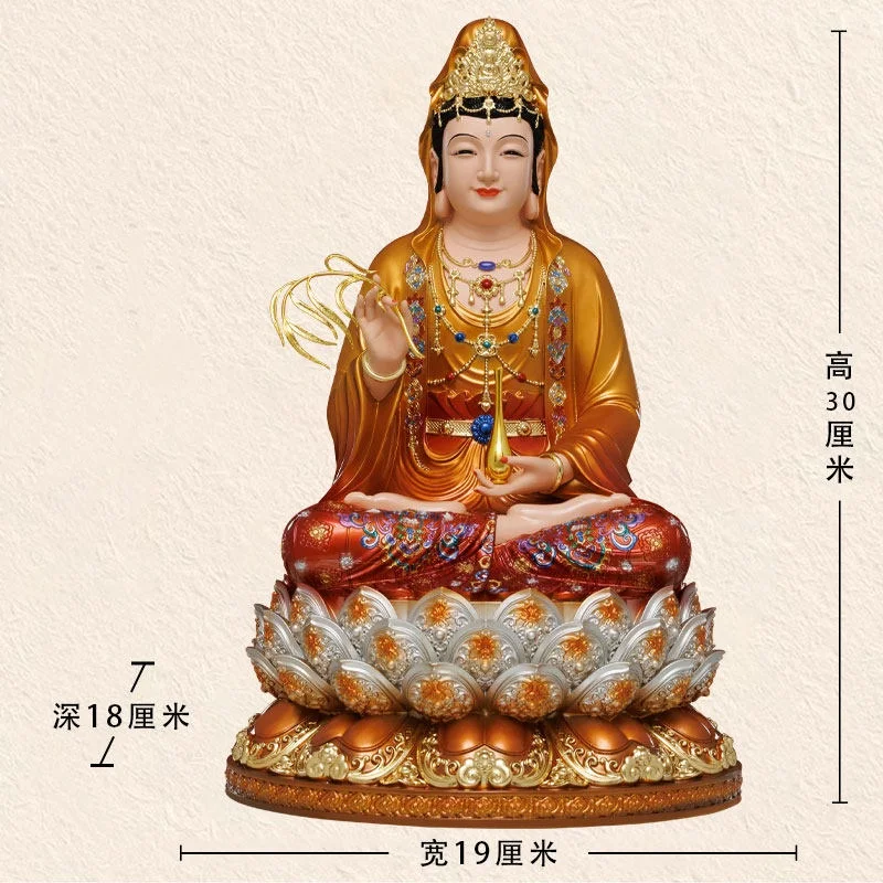 Tibetan Buddhism Resin Carving Guanyin Avalokitesvara Buddha Statue Home Buddhist Hall Desktop Decor Offering Ornaments