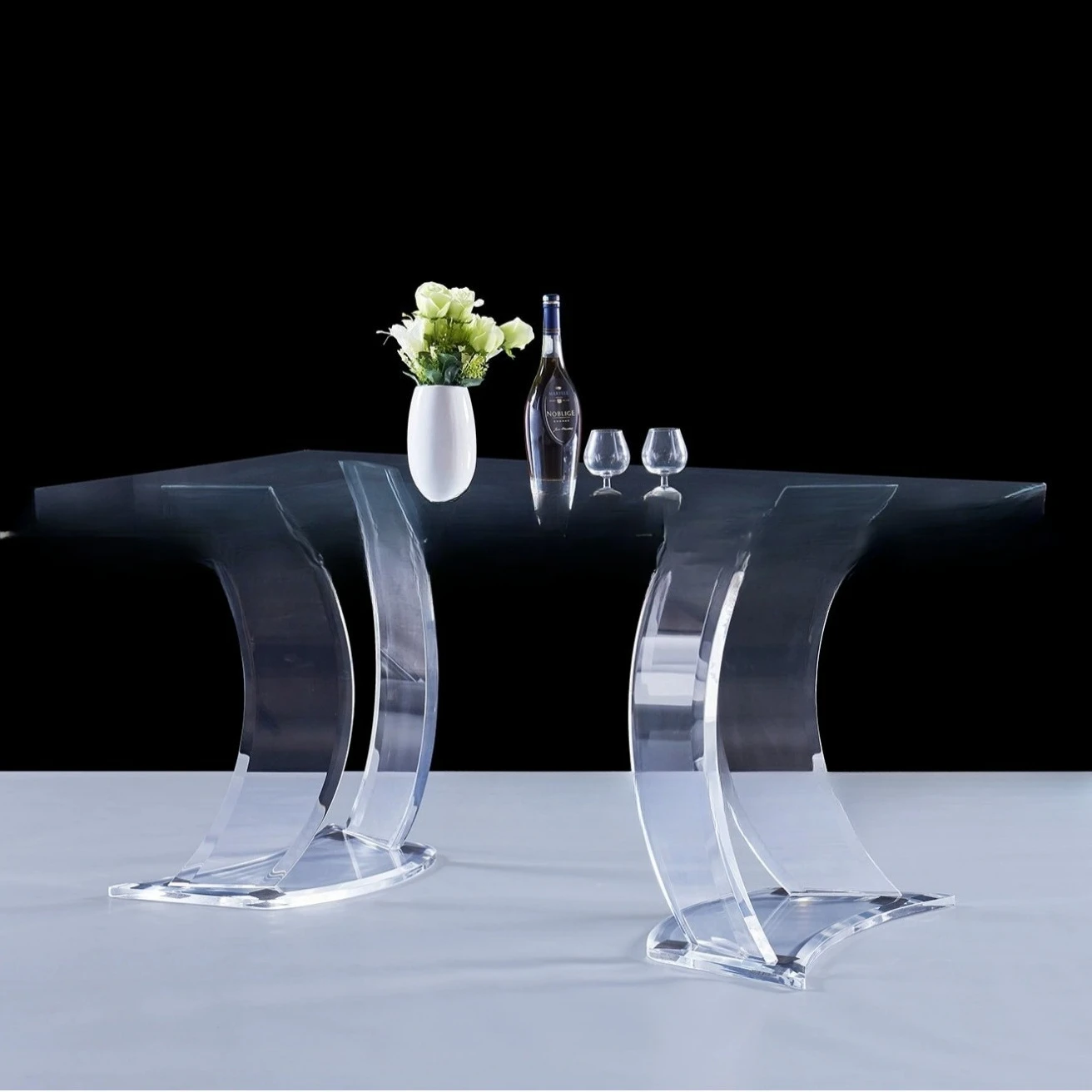 Factory direct sales acrylic DIY dining table restaurant banquet square table transparent crystal table light