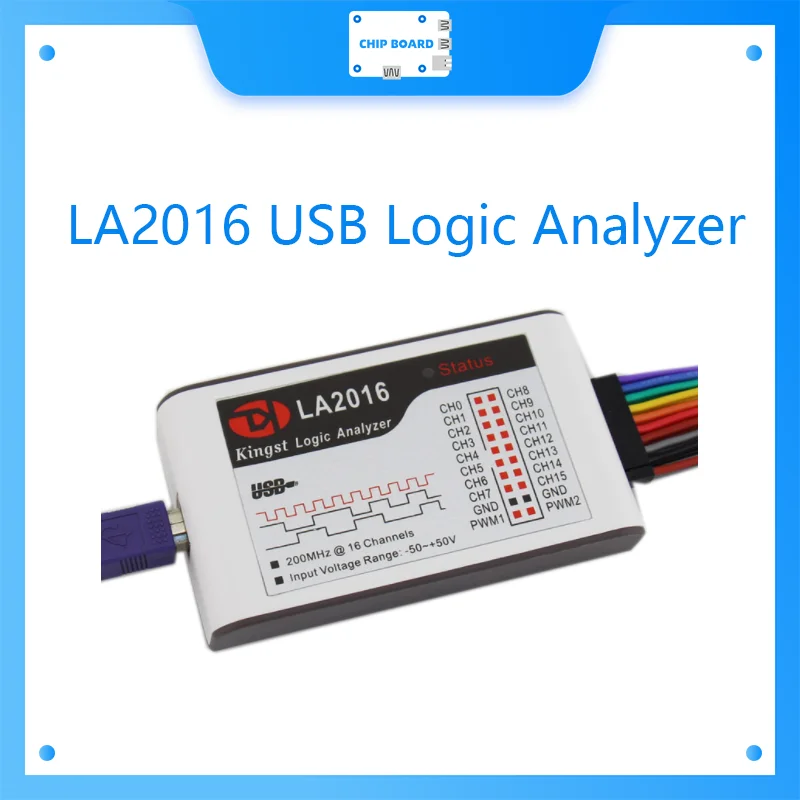 Kingst LA2016 analizator stanów logicznych USB maksymalna częstotliwość próbek 200M, 16 kanałów, próbki 10B, MCU, narzędzie do debugowania FPGA, oprogramowanie w języku angielskim