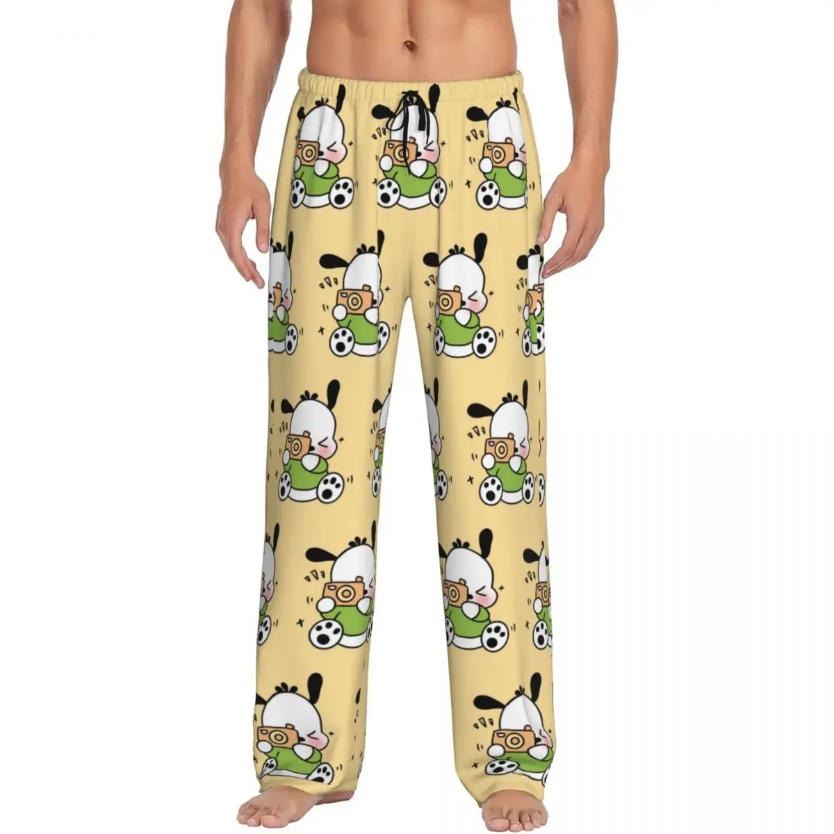 Custom Men Pochacco Animation Cartoon Pajama Pants Print Kawaii Classical Sleep Sleepwear Bottoms with Pockets