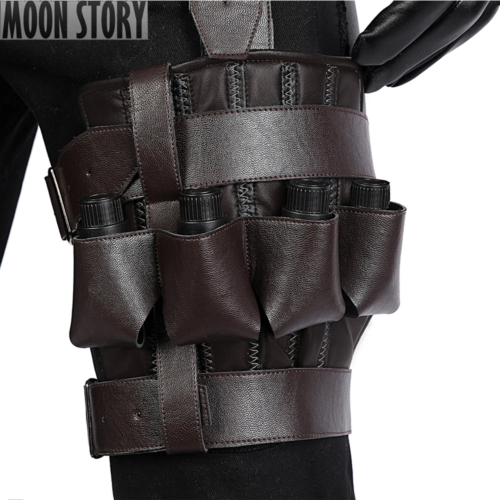 Uniforme de couro preto para homens, Witcher 2 Superhero Geralt Cosplay Traje de batalha, armadura de mago, conjunto completo para adulto