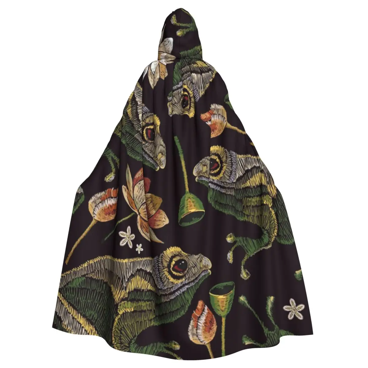 

Embroidery Vintage Frogs Long Hooded Cloak Witch Medieval Costume Cosplay Cape HalloweenParty Adult Unisex