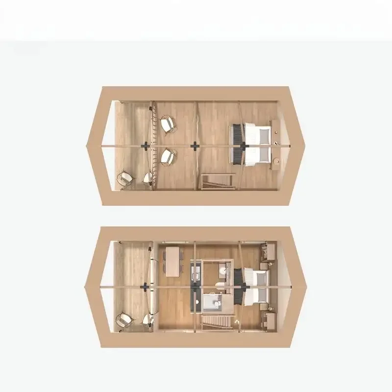 Base de acampamento cênica grande loft de luxo com banheiro um quarto uma sala de estar barraca de dois andares para casa de família