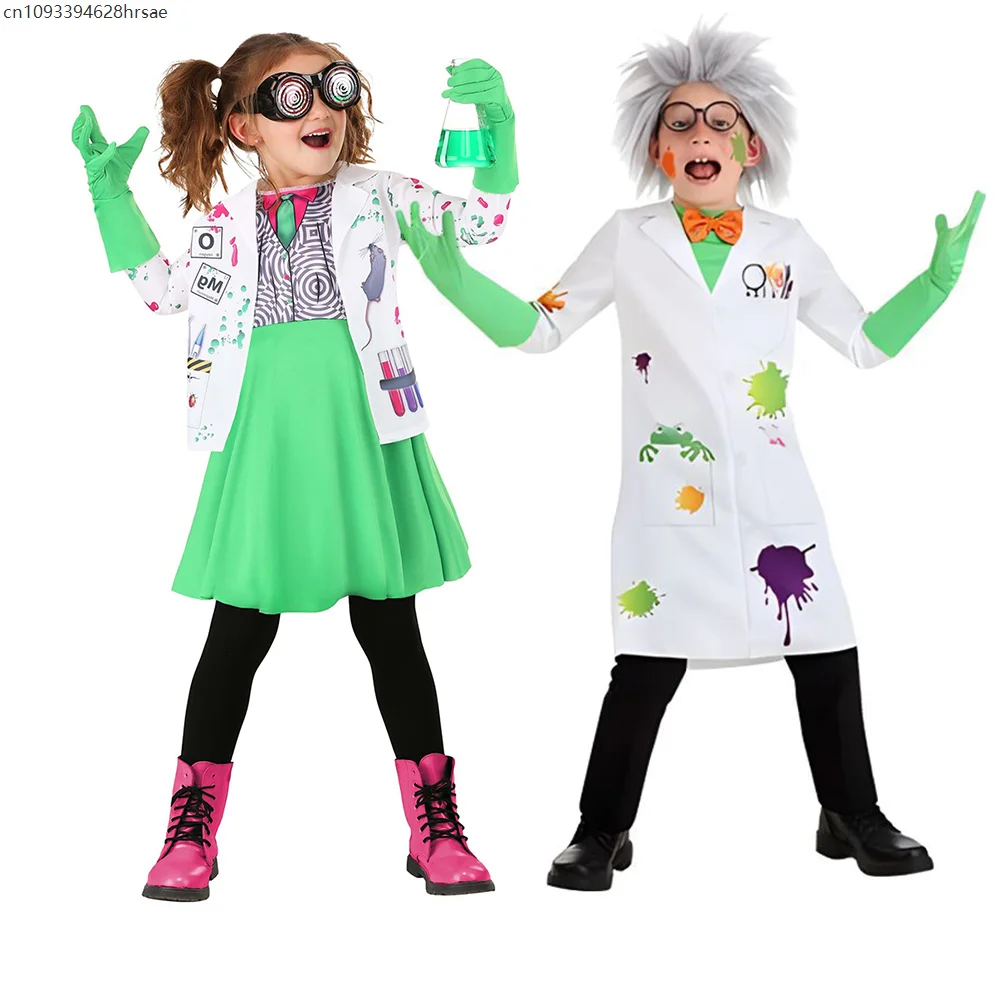 

Mad Scientist Costume for Boys Girls Dress Up Role Play Dress Up Set Lab Coat for Kids Scientist Cosplay