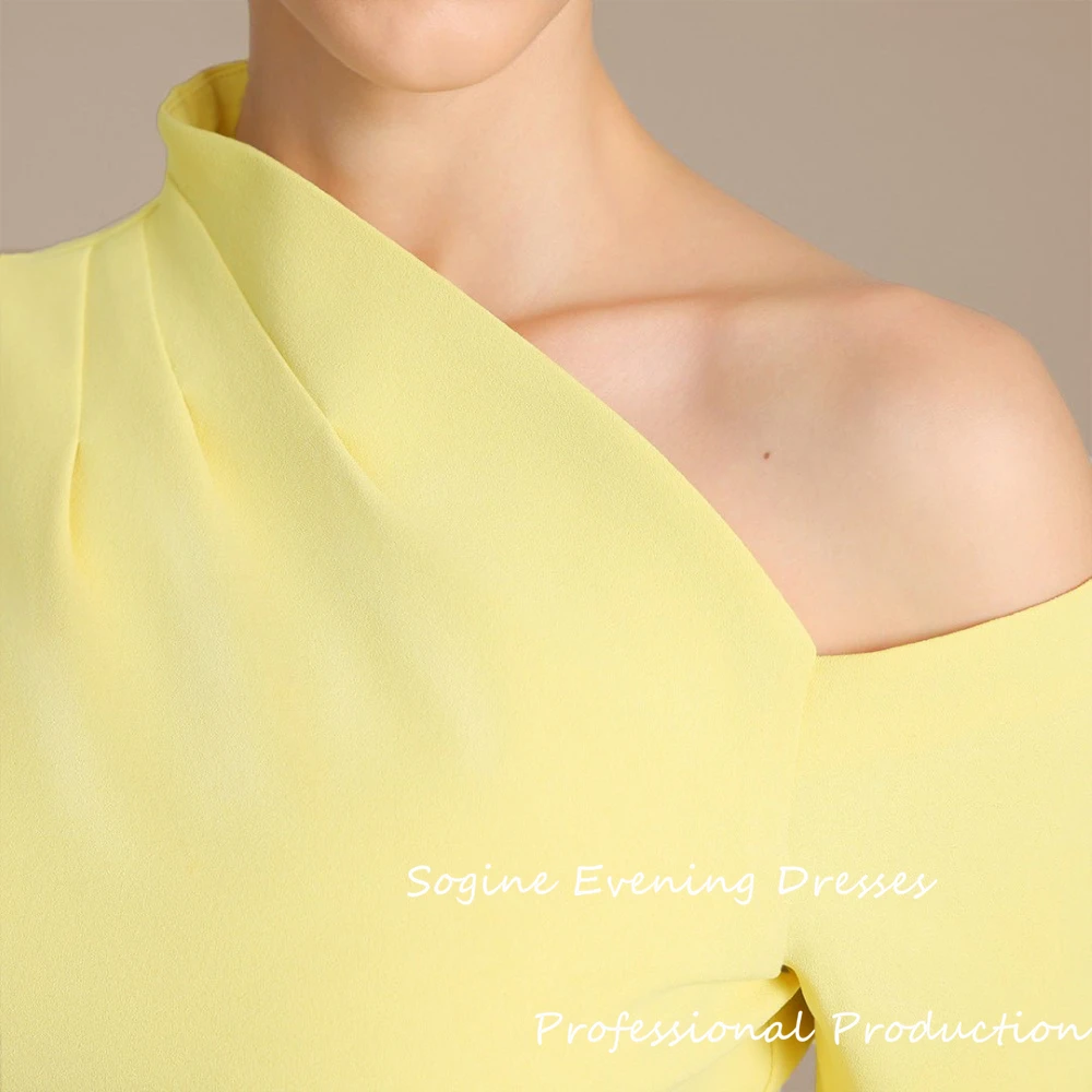 Bare Neck Prom Dresses Custom Made For Sexy Women Crepe Formal Full Sleeve Evening Dress High Quality Crepe Cocktail Gowns