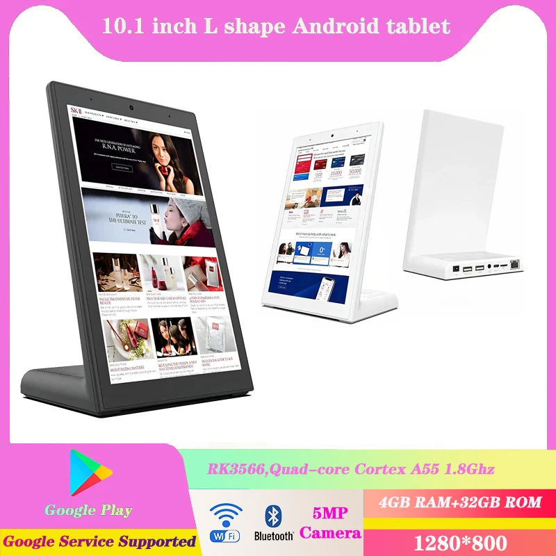 10.1 Inch L-Shape Desktop Tablet Vertical Screen Kiosk Android 11 tablet Touch Screen Display Restaurant Customer Ordering POS