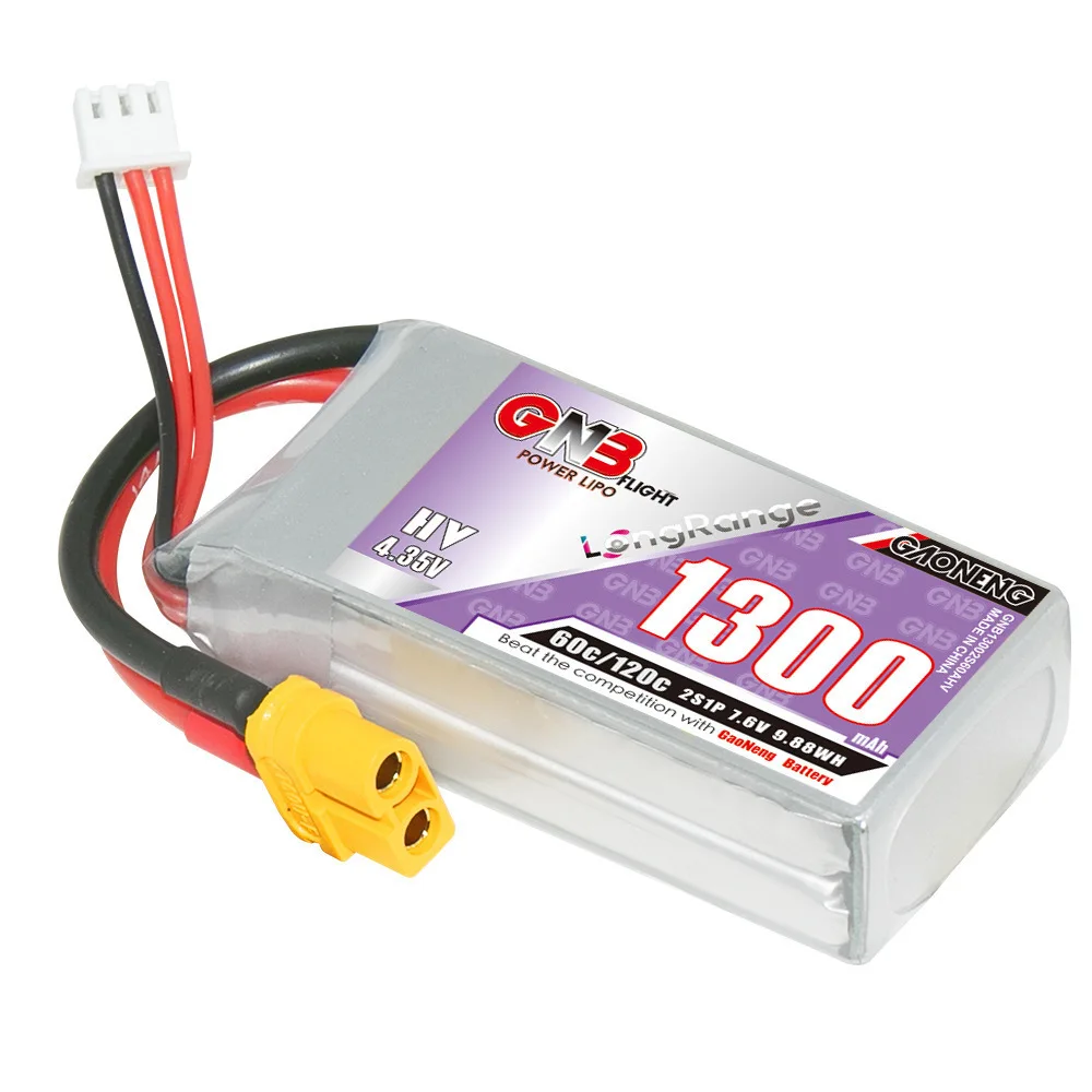 Batería Lipo GNB 2S 7,6 V 1300mAh 60C/120C para Dron de carreras FPV Quadcopter helicóptero piezas de avión 7,6 V batería recargable