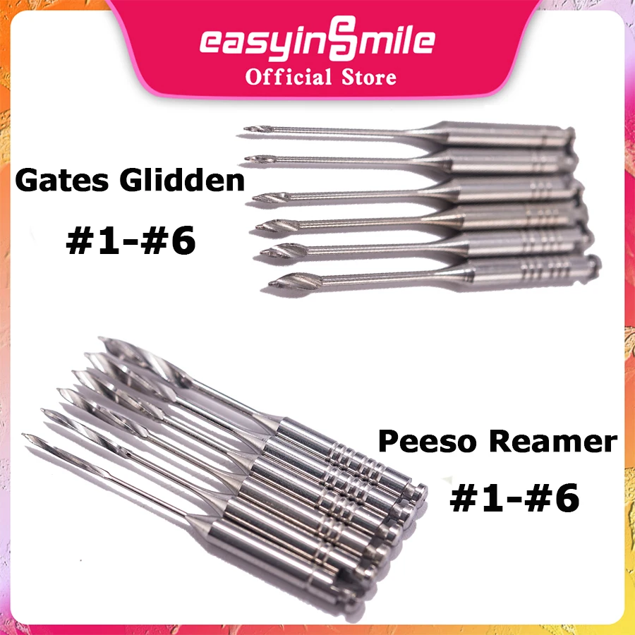 

EASYINSMILE 6Pcs Dental Rotary Gates Drills Endodontic Peeso Reamers Drill Burs Gates Gllidden Endo Files Gate Dentist Materials