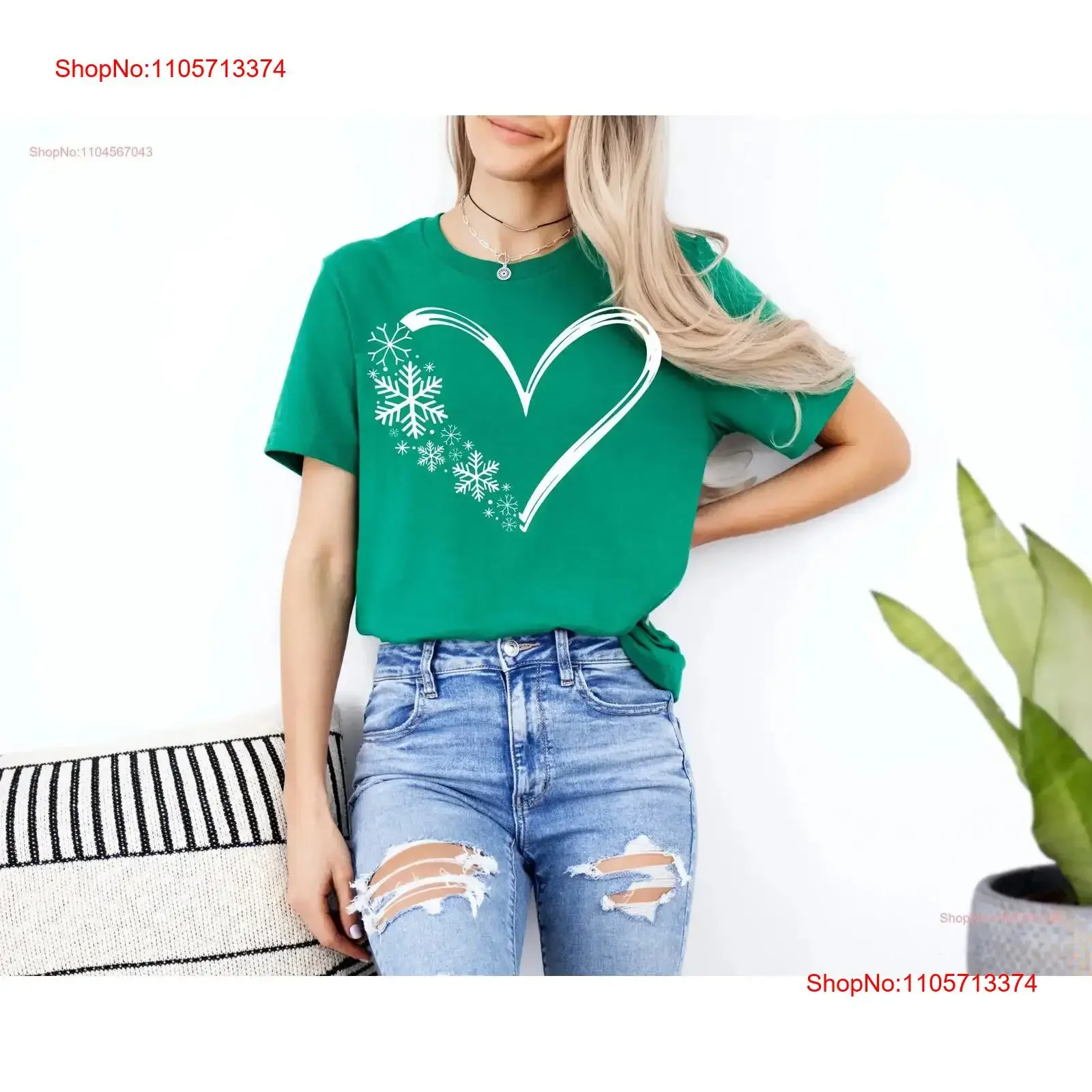Snowflake SweaT T Shirt Christmas Sweater Xmas Holiday Snow Flake Heart Winter vintage Washed Stylish graphic Breathable homme