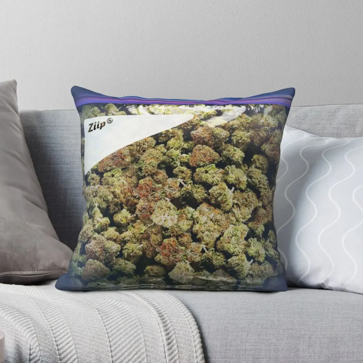 Weed Zip Lock  Extra Large Dank Square Pillowcase Polyester Velvet Linen Printed Zip Decor Pillow Case for Home Cushion