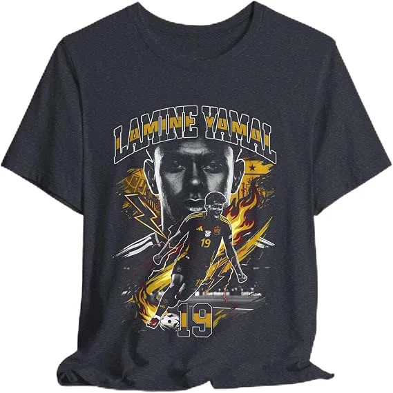 Yamal Spanien # 19 Star Player Soccer GOAT Football Europa Unisex T-Shirt Y2k Spanish Football Prodigy Fan Tee Geschenk Herren Damen Tops – Detail 12