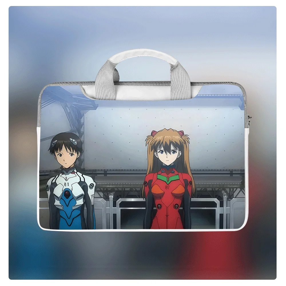 

New Kawaii EVA Evangelion Laptop Handbag 13 14.6 15 Inch Waterproof PU Bag with Zipper Large Capacity Crossbody Briefcase Gift