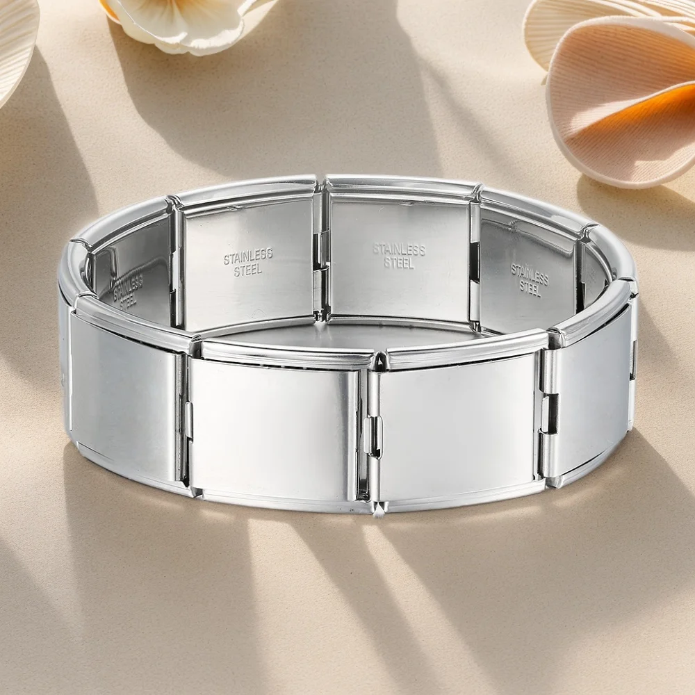 ​Design Basical Silver Color Women Men Hand Chain Big 20x18mm Stainless Steel Charm Italian Link Trendy Jewelry Bracelet Gifts