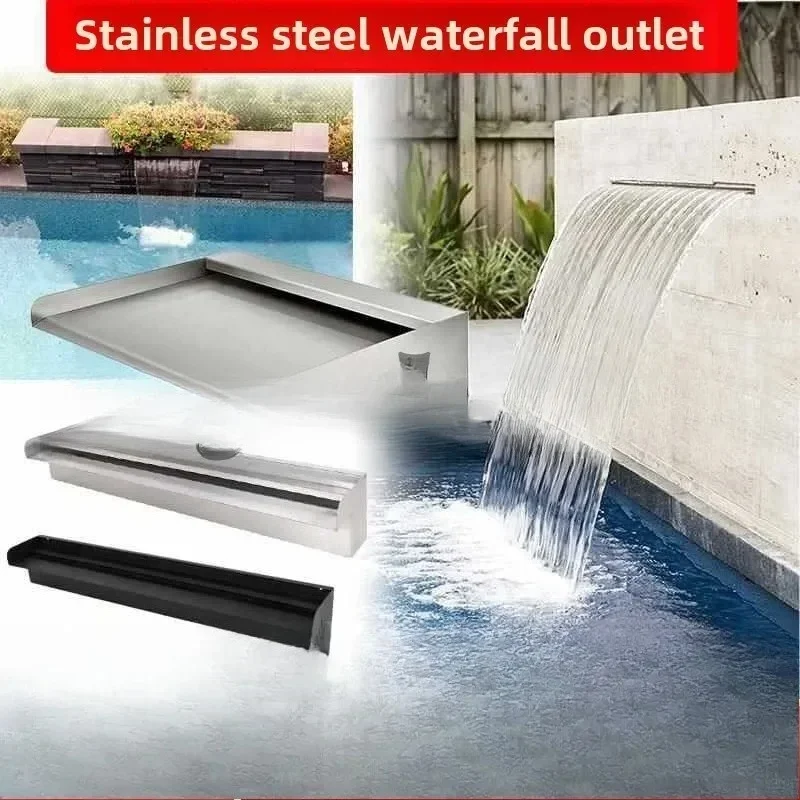 Garden Waterfall Stainless Steel Waterfall Water Outlet Water Feature Wall Flow Sink Water Curtain Wall Pool Outlet