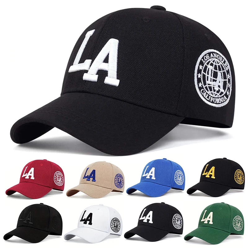 Uni LA Leter Embroidery Snapback Baseball Caps Spring and Autumn Outdoor Adjustable Casual Hats Sunscreen Hat