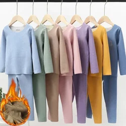 Kids Thermal Underwear Set 37° Constant Temperature Double-sided Buffing Boy Girl Loungewear Winter Fleece Warm Child Sleepwear