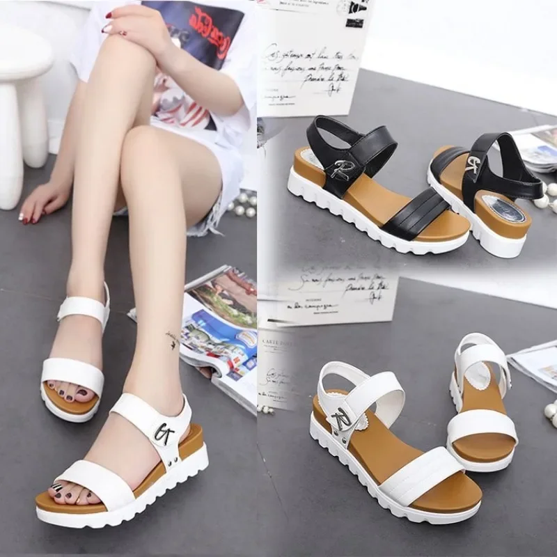 2024 New Women Sandals Comfy Roman Wedge Sandals Low Heels Beach Shoes Retro Women\'s Fashion Sandalia