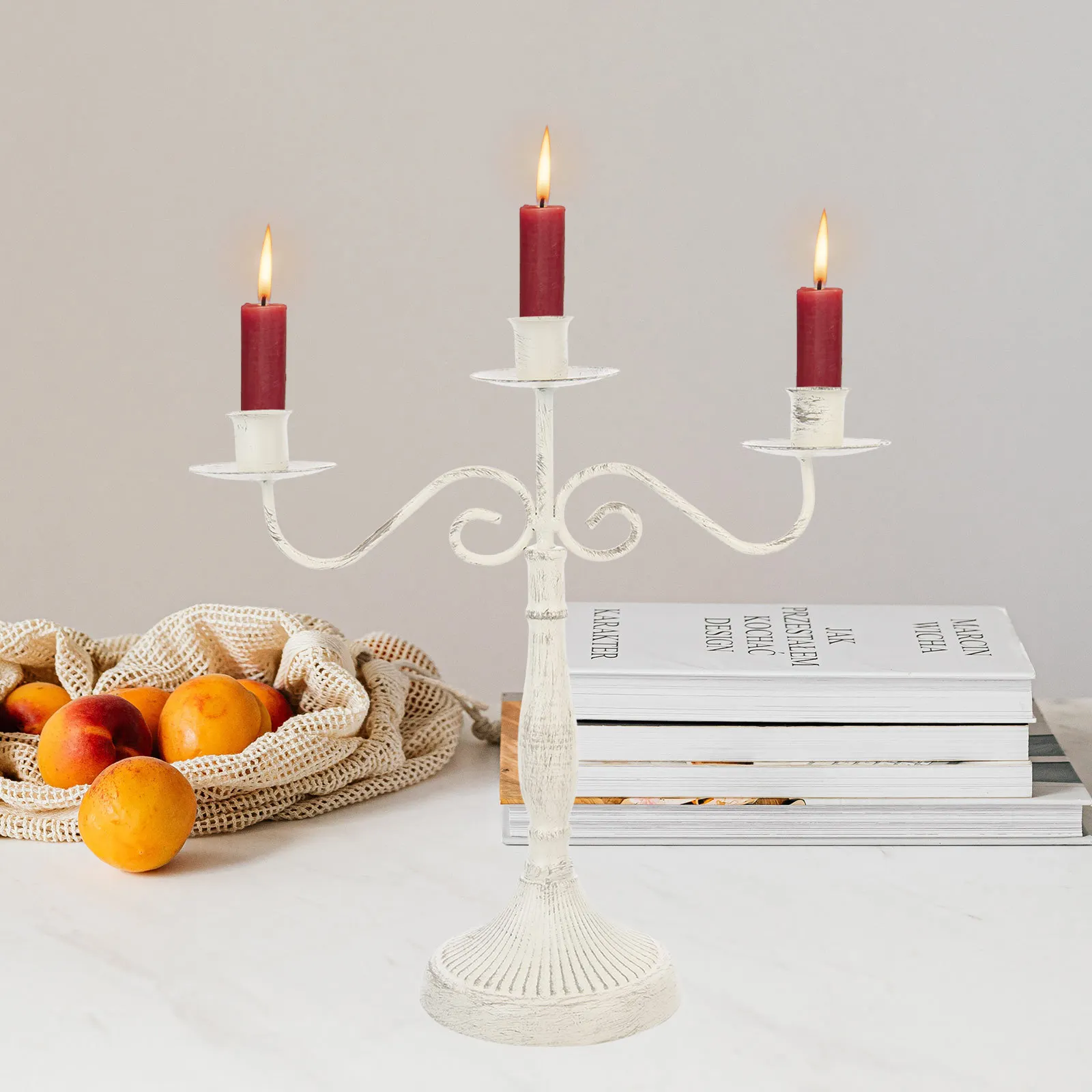 

Iron Vintage Style Candelabrum Holder Decorative Desktop Adornment for Romantic Wedding Party Aromatherapy