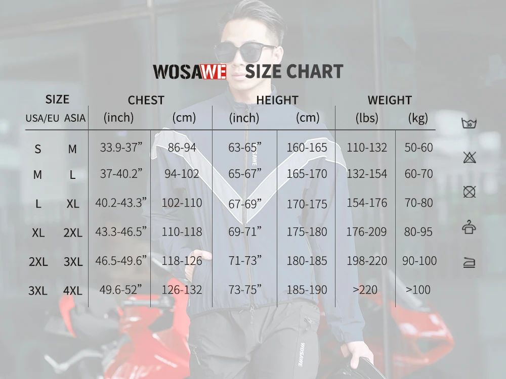 WOSAWE الرجال دراجة نارية سترة يندبروف مقاوم للماء عاكس الدراجات سترة واقية MTB دراجة طويلة الأكمام سترة الدراجة معطف #6