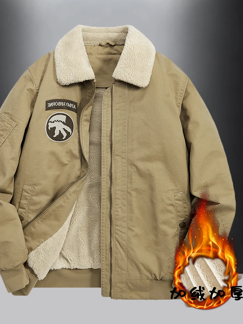 

Мужская зимняя винтажная куртка свободного кроя из утолщенного хлопка с меховым воротником, без капюшона, с полиэстеровым наполнителем