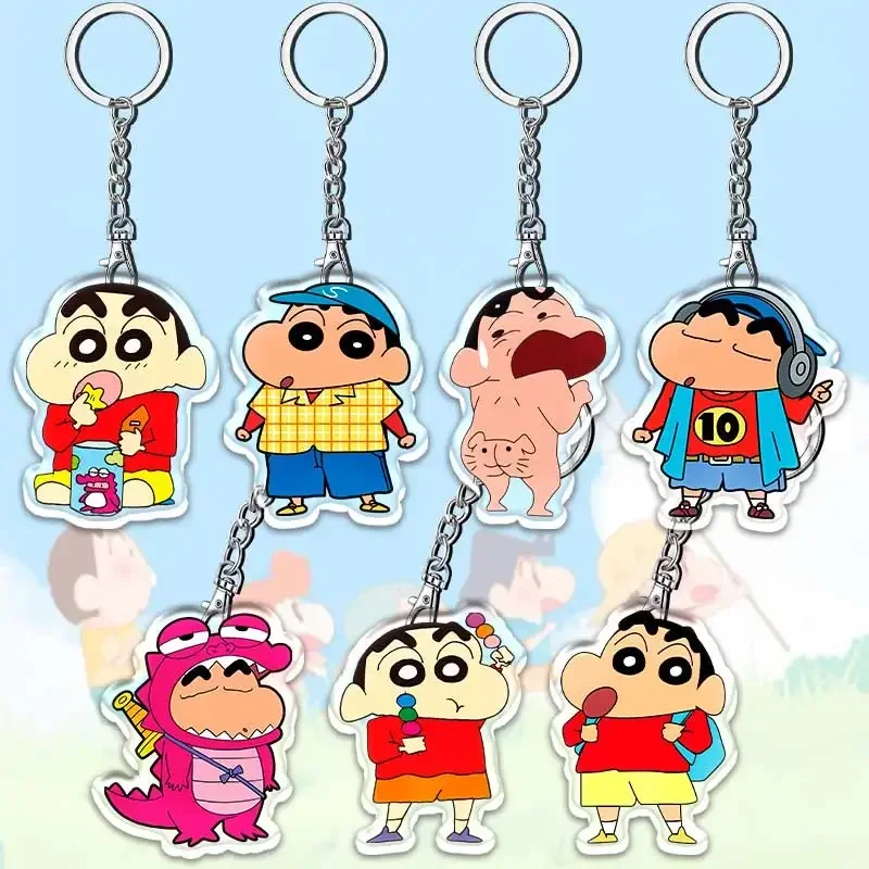 12cm Crayon Shin Chan Acrylic Double-sided Patterned Pendant Acrylic Keychain Car Key Bag Decoration Children's Holiday Gift
