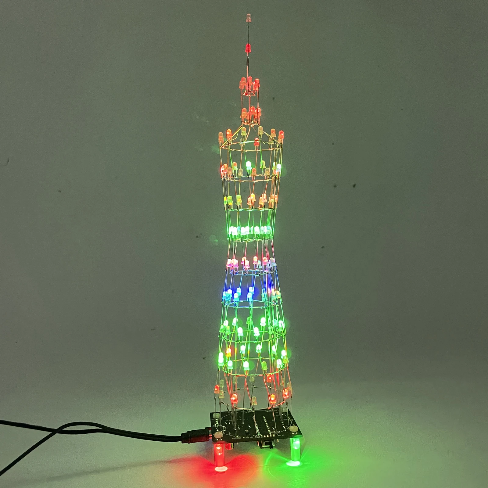 DIY Electronic RGB LED Flashing Tower Kit Light Cube Component Soldering Project Practice Animation Spectrum Mode Remote Control