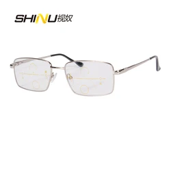 Shinu In De Buurt En Verre Multifocale Brillen Metalen Man Bril Montuur Optische Lenzen Smart Zoom Multifocal 4 Functie Lenzen Op Maat