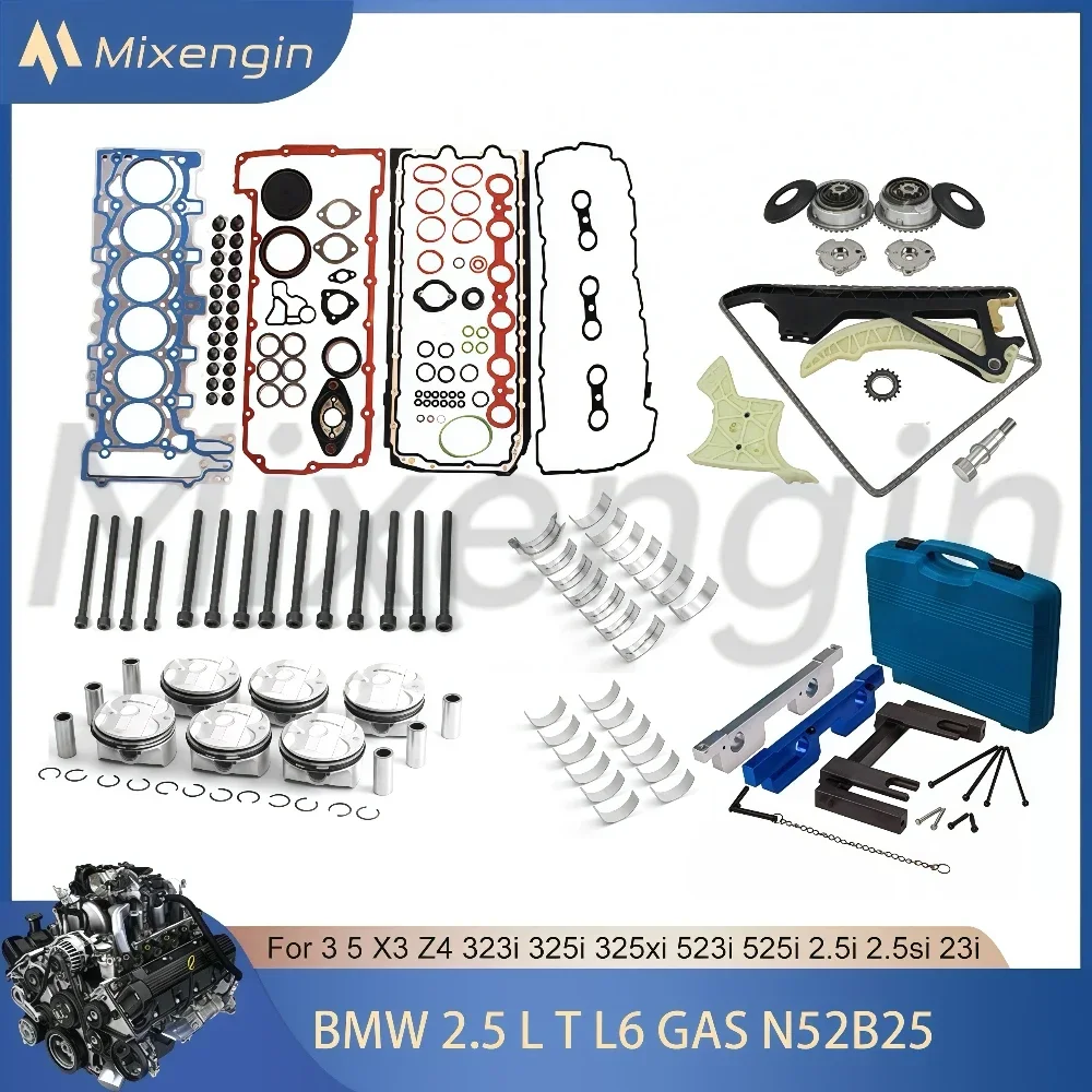 

Cylinder Full Gasket Set Timing Kit & Engine Bearing Pistons Kit Tool & Bolts For BMW 2.5 L T L6 GAS N52B25 3 5 X3 Z4 2004-2015