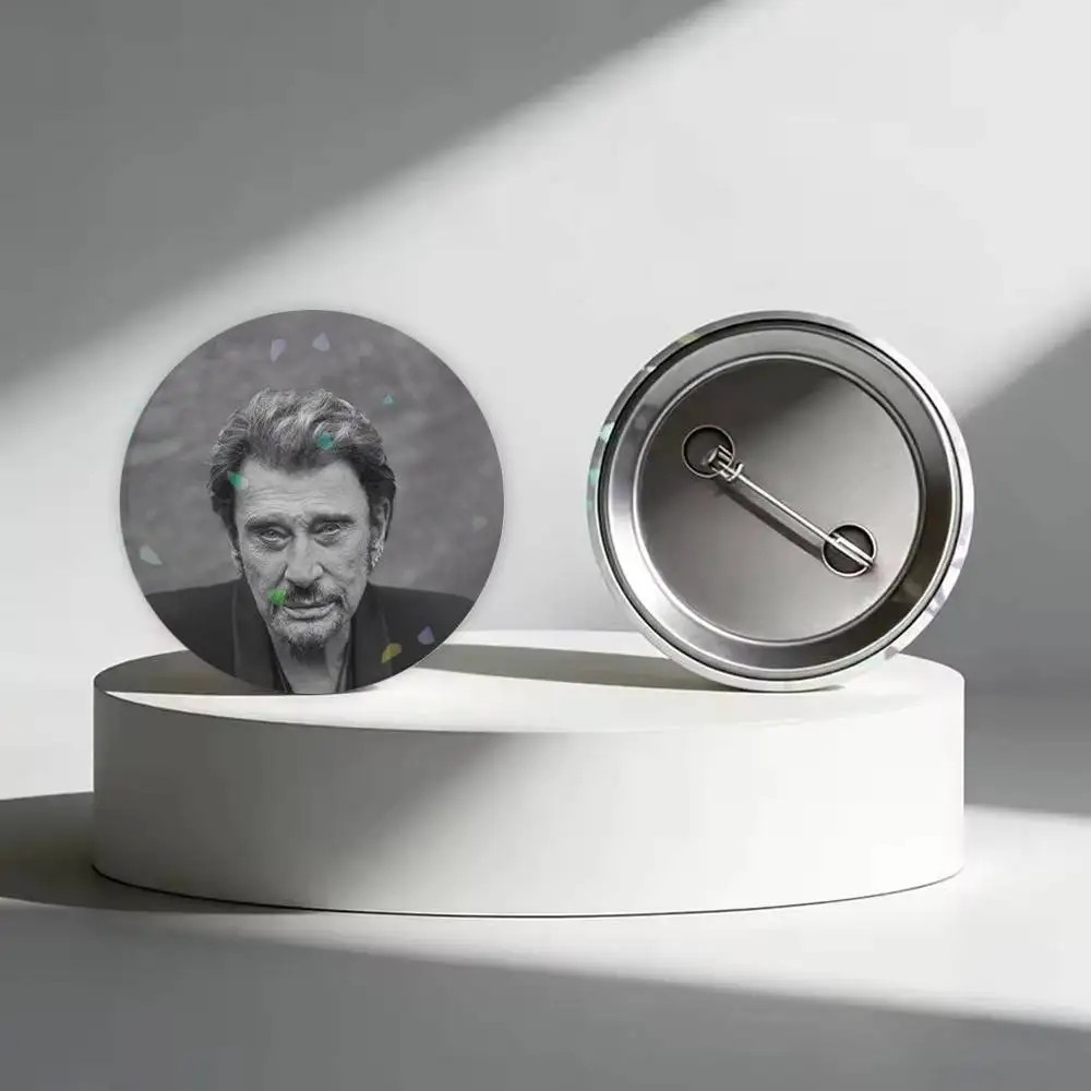 J-Johnny H-Hallyday Singer Laser Badge Creative Pins Brooch for Bag Clothes Hat Decor Gifts Fans Collect