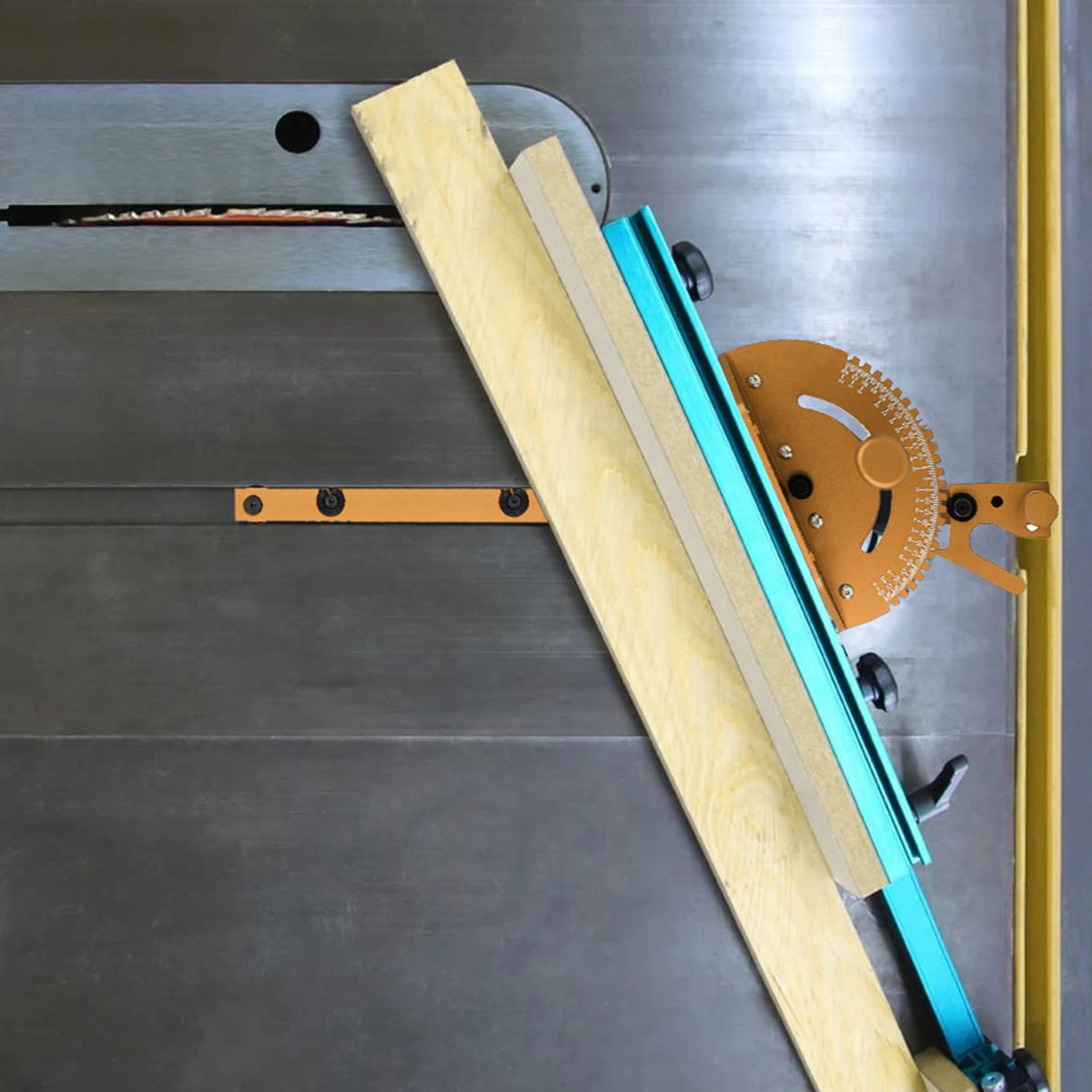 

Precision Table Saw Miter Gauge System with Miter Fence, 120°Angle Stops Adjustable for Table Saw, Band Saw, Router Table, 400mm