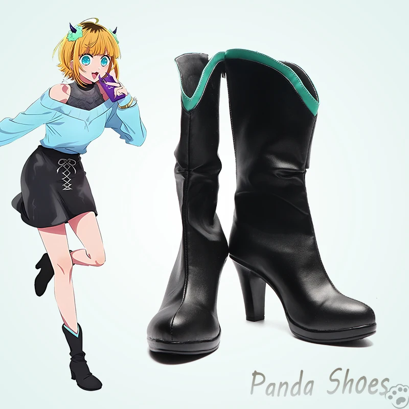 Anime Oshi No Ko MEM Cosplay Shoes Cos Black Long Boots Comic MEM Cosplay Costume Prop Shoes for Con Halloween Party